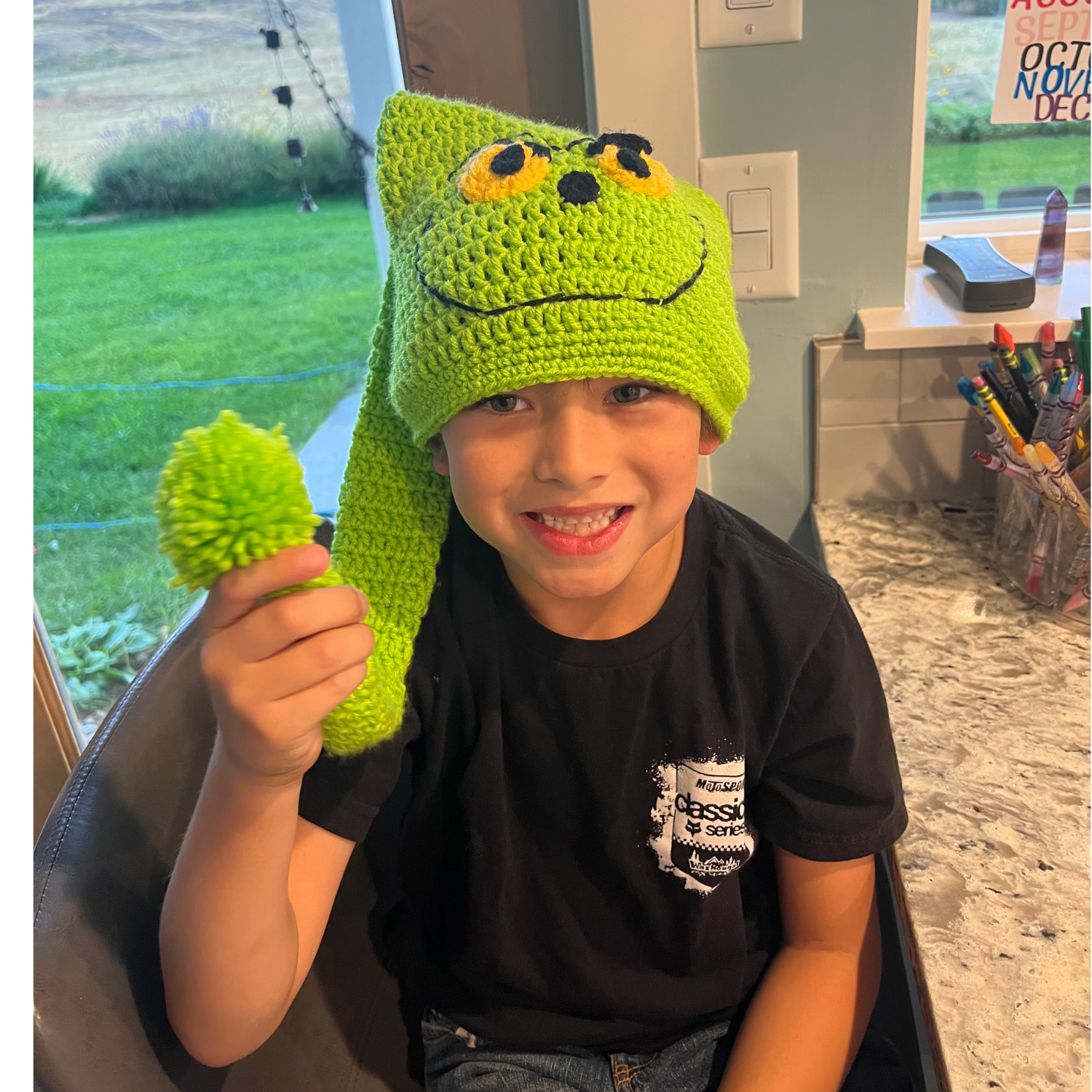 Grinch Crochet Beanie Hat